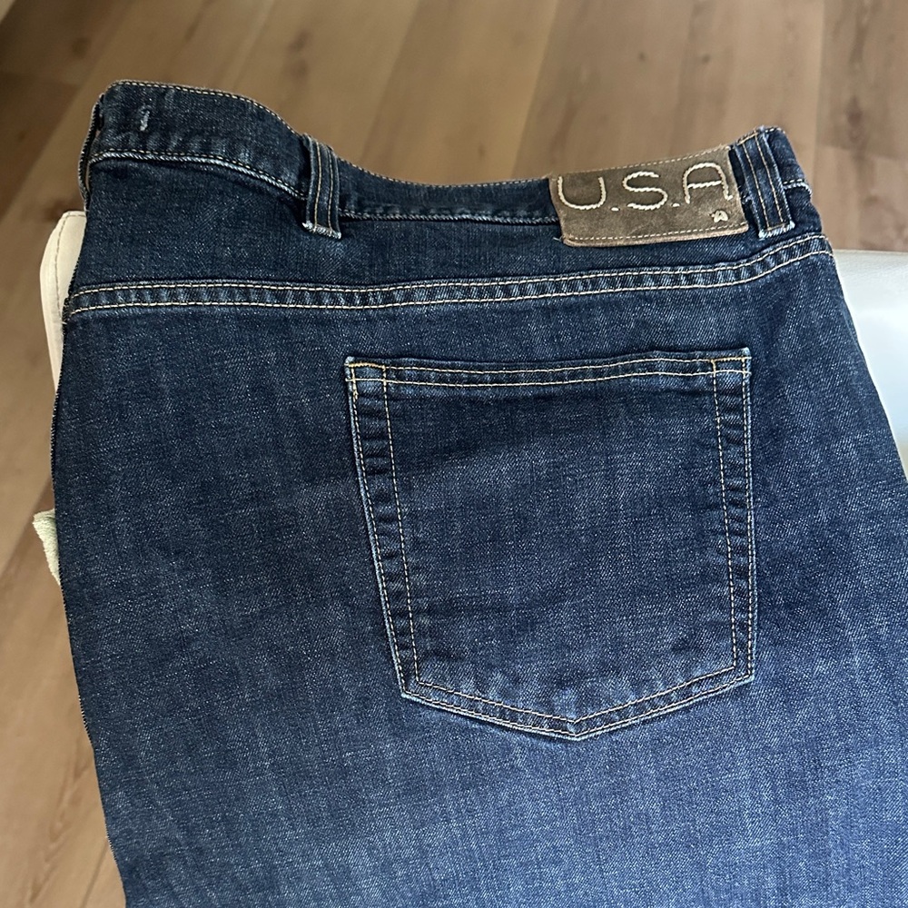 John Varvatos Dark Blue Relaxed Jeans actual waist 52” inseam 25“